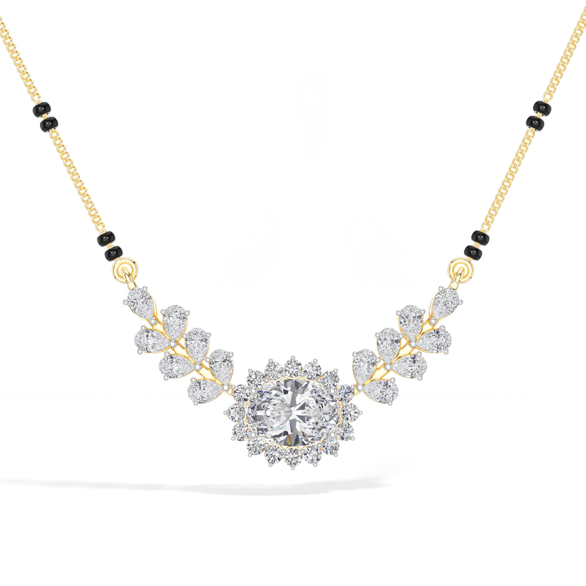 Oval Halo Pear Wing Lab Grown Diamond Seraphine Mangalsutra Necklace