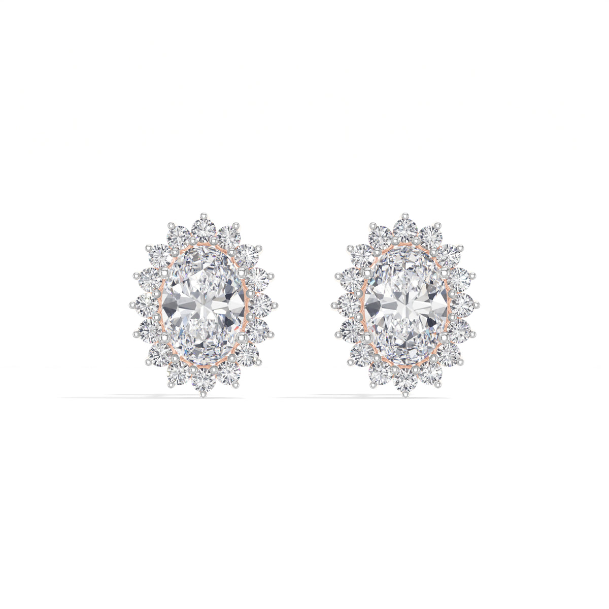 Oval Halo Lab Grown Diamond Stud Meara Earrings 