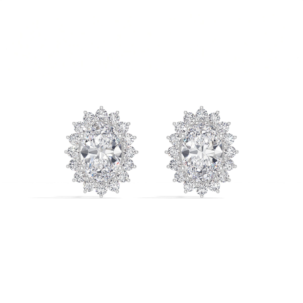 Oval Halo Lab Grown Diamond Stud Meara Earrings 
