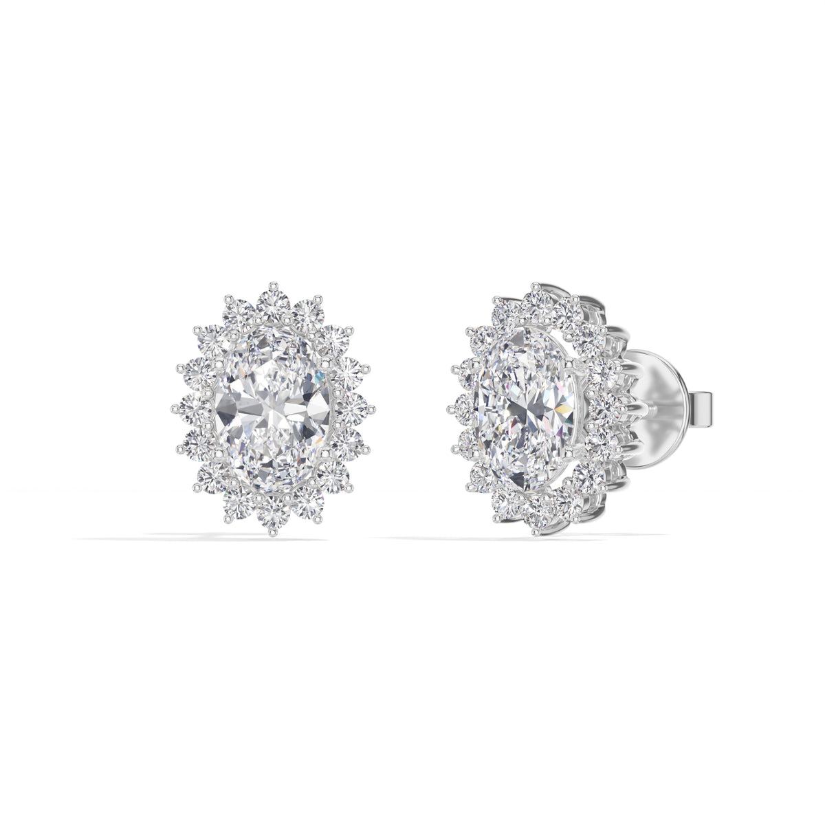 Oval Halo Lab Grown Diamond Stud Meara Earrings 