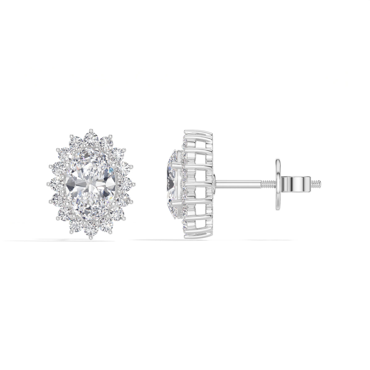 Oval Halo Lab Grown Diamond Stud Meara Earrings 