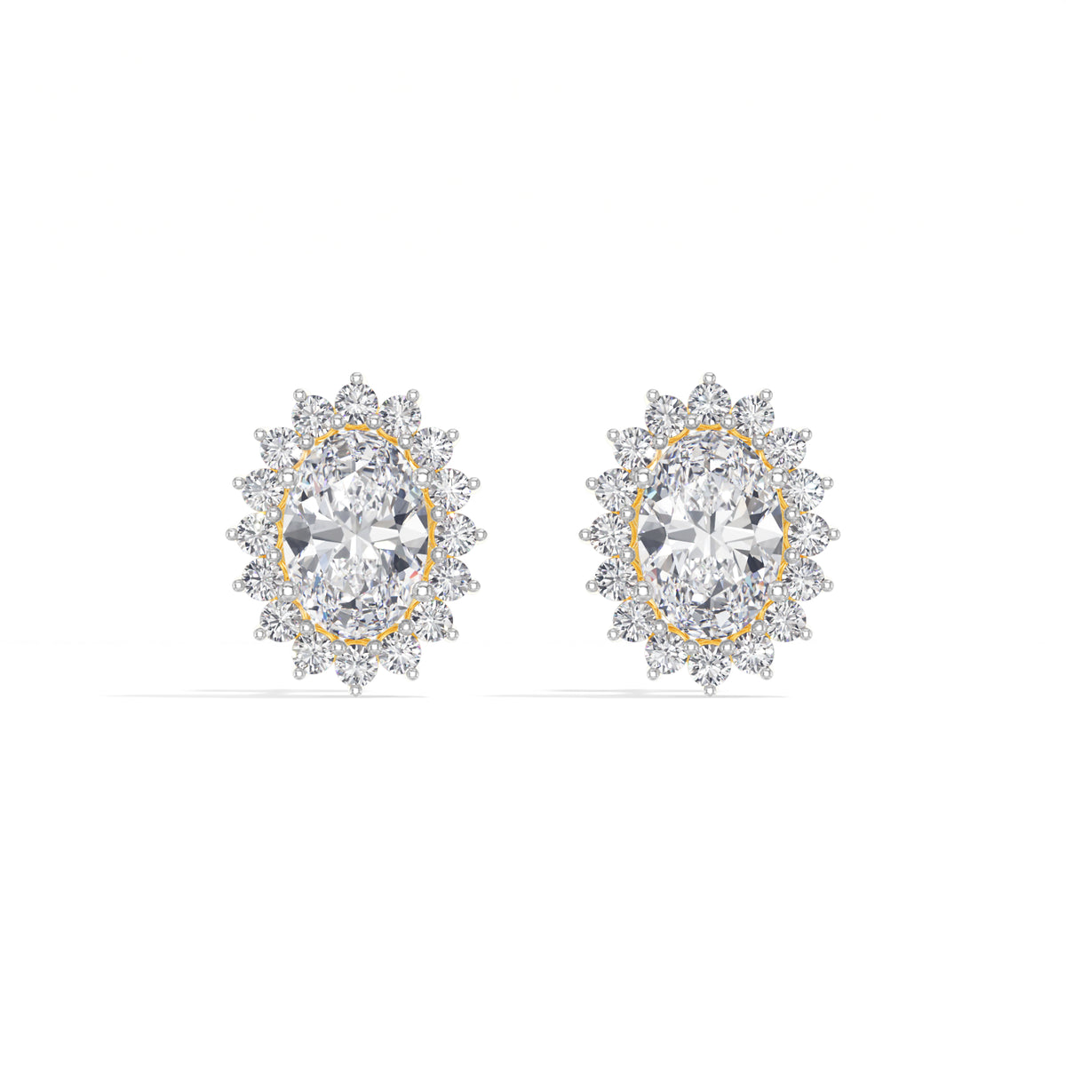 Oval Halo Lab Grown Diamond Stud Meara Earrings 