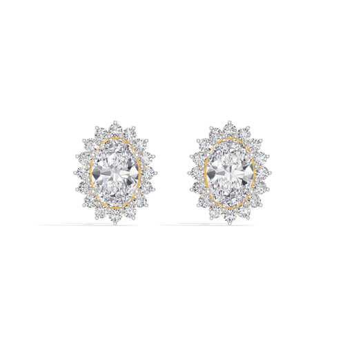 Oval Halo Lab Grown Diamond Stud Meara Earrings 