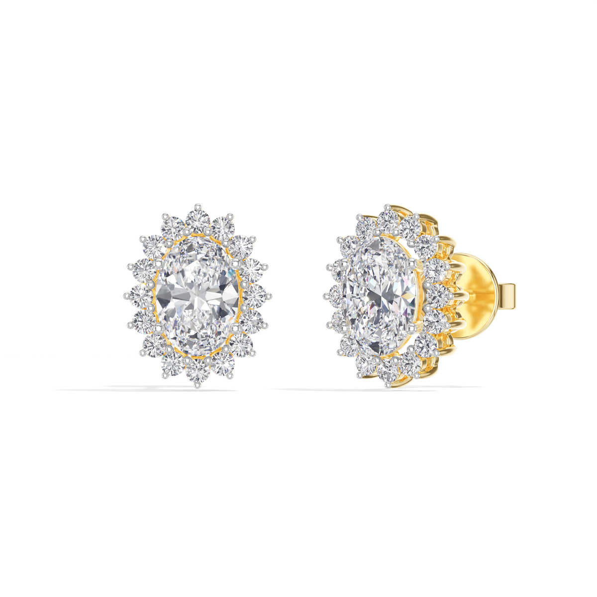 Oval Halo Lab Grown Diamond Stud Meara Earrings 
