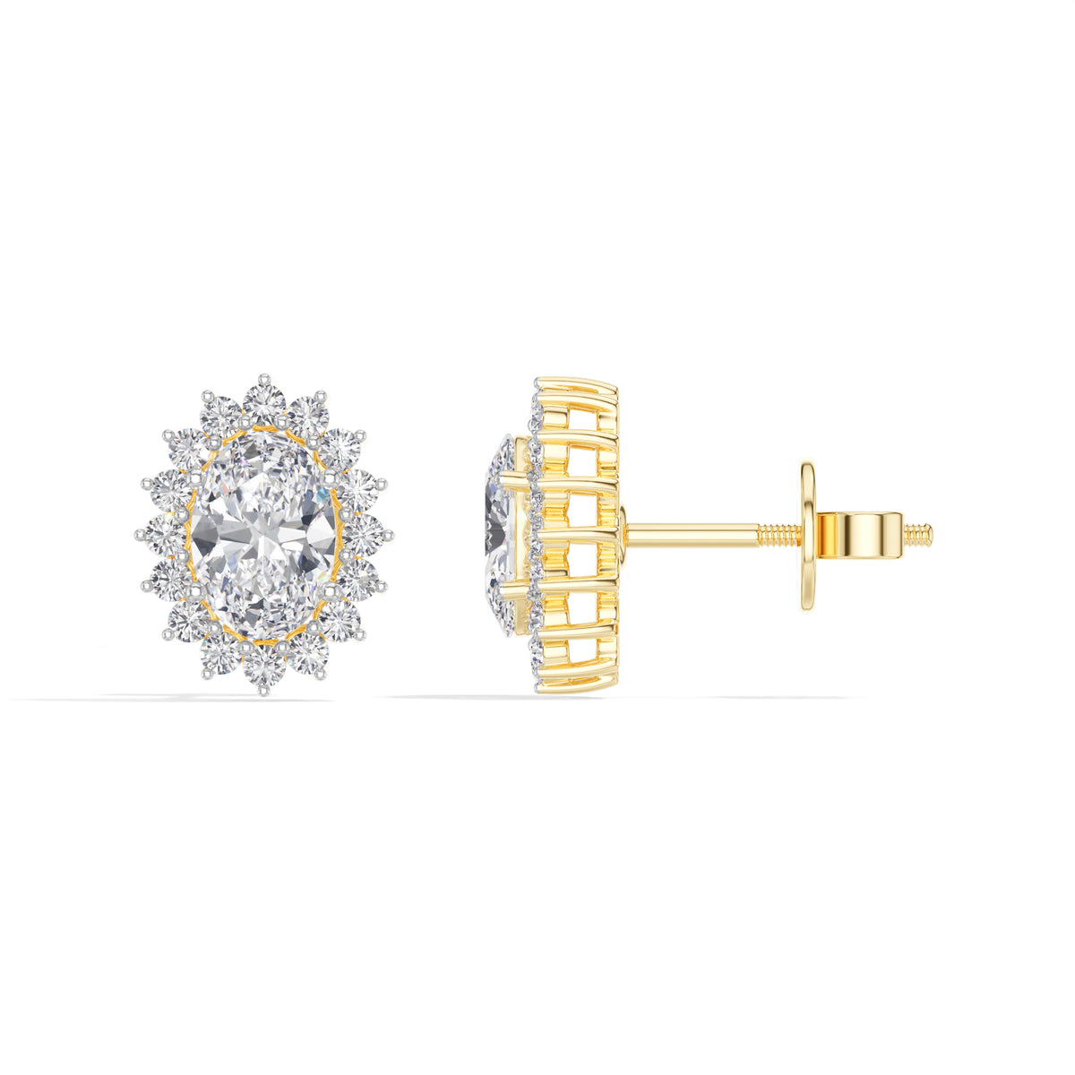 Oval Halo Lab Grown Diamond Stud Meara Earrings 