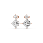 Gold 2Ct Drop Solitaire Design Princess Lab Grown Diamond Zavra Earring