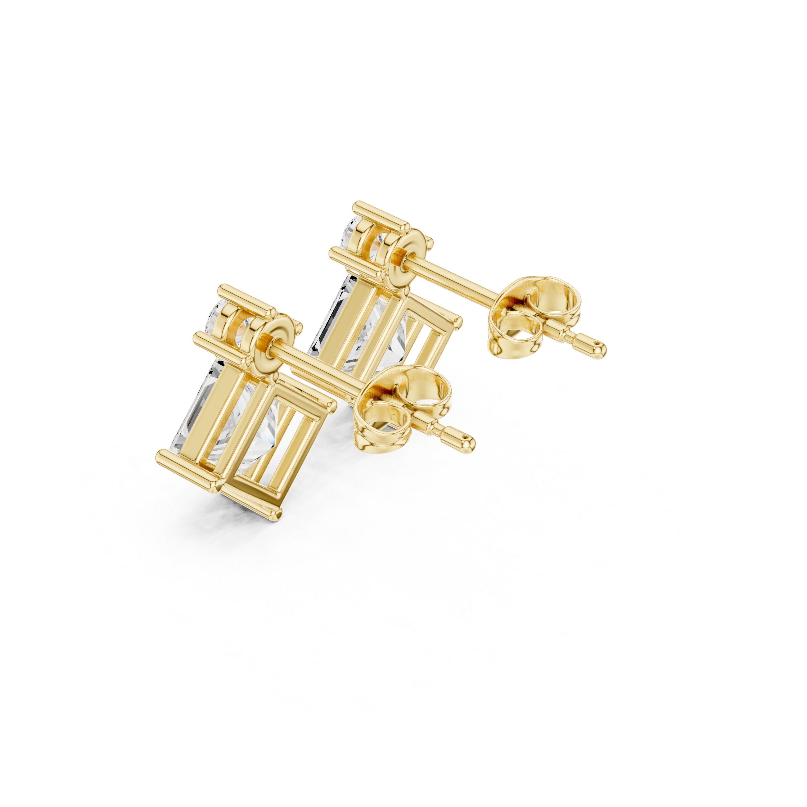 Gold 2Ct Drop Solitaire Design Princess Lab Grown Diamond Zavra Earring