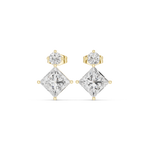 Gold 2Ct Drop Solitaire Design Princess Lab Grown Diamond Zavra Earring