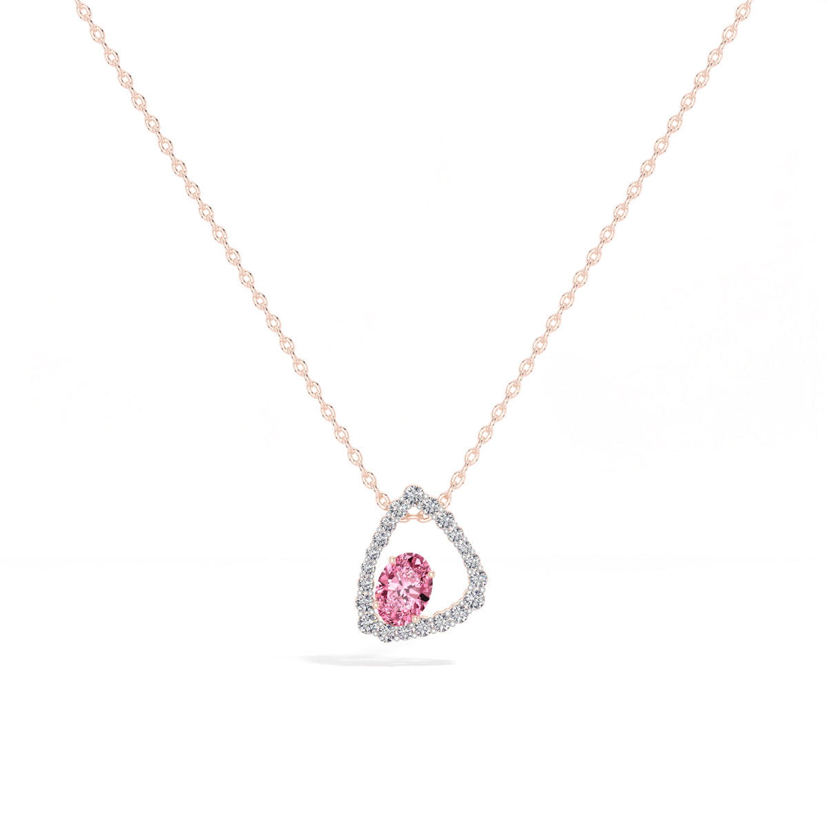 Pink Gemstone & Lab Grown Diamond Halo Aveline Pendant 