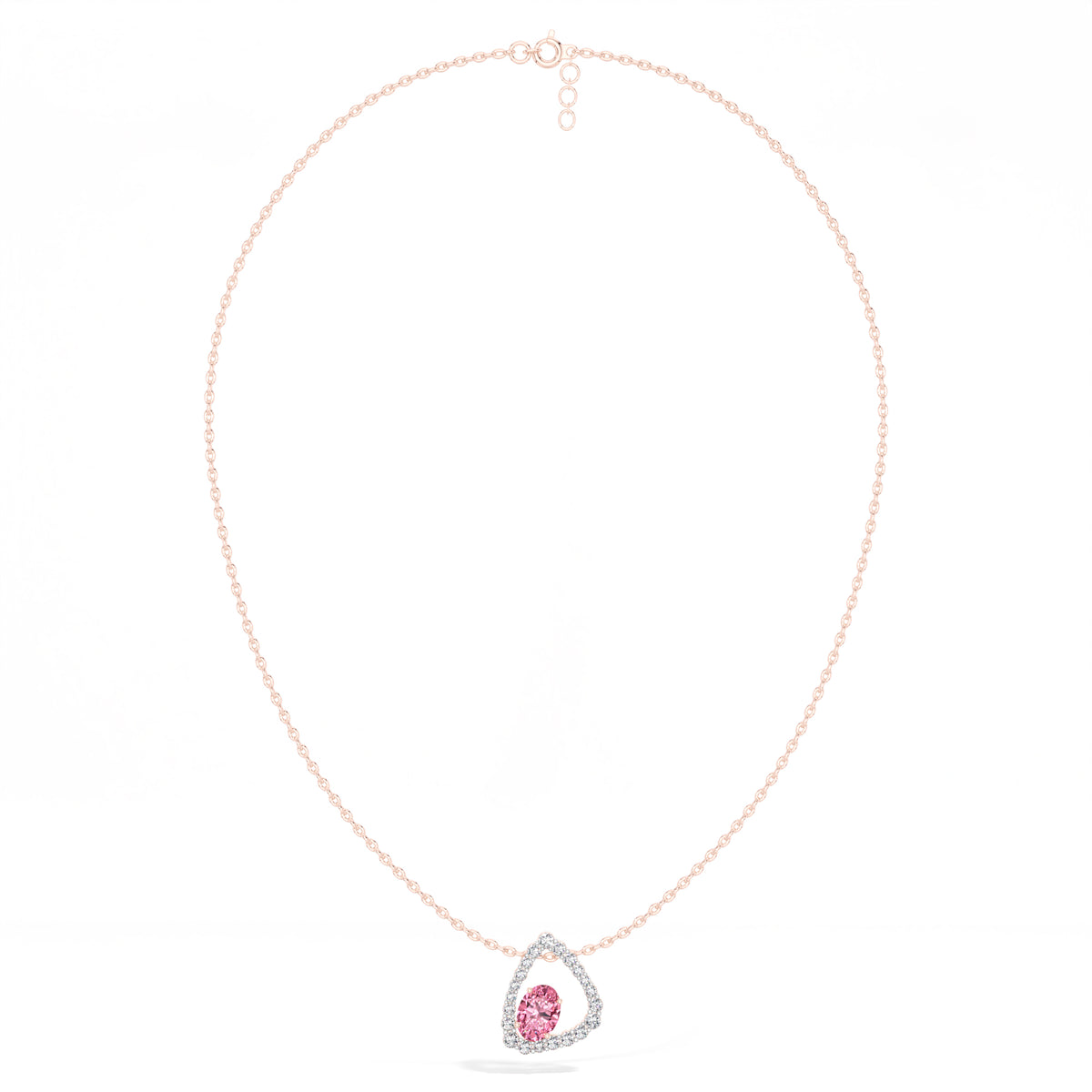 Pink Gemstone & Lab Grown Diamond Halo Aveline Pendant 