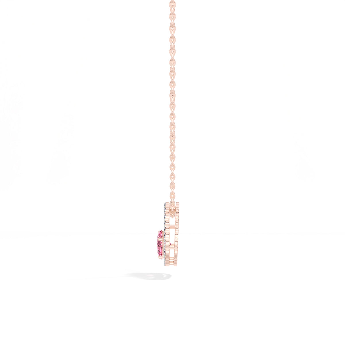 Pink Gemstone & Lab Grown Diamond Halo Aveline Pendant 