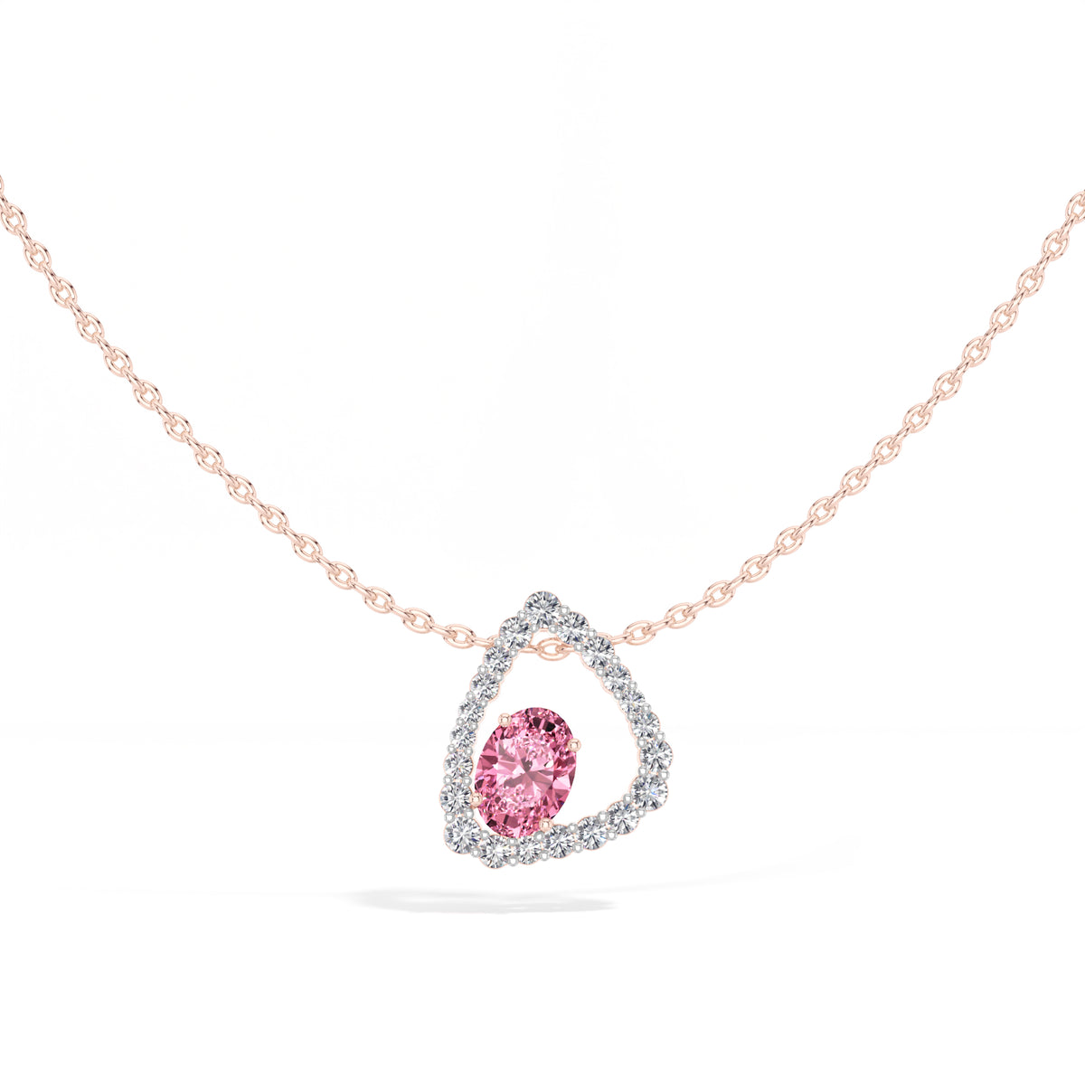 Pink Gemstone & Lab Grown Diamond Halo Aveline Pendant 
