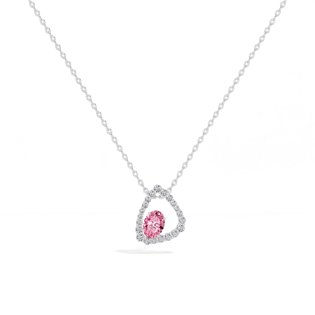 Pink Gemstone & Lab Grown Diamond Halo Aveline Pendant 
