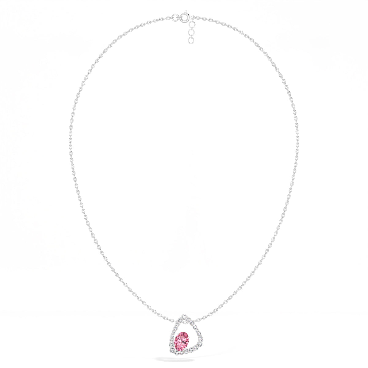 Pink Gemstone & Lab Grown Diamond Halo Aveline Pendant 