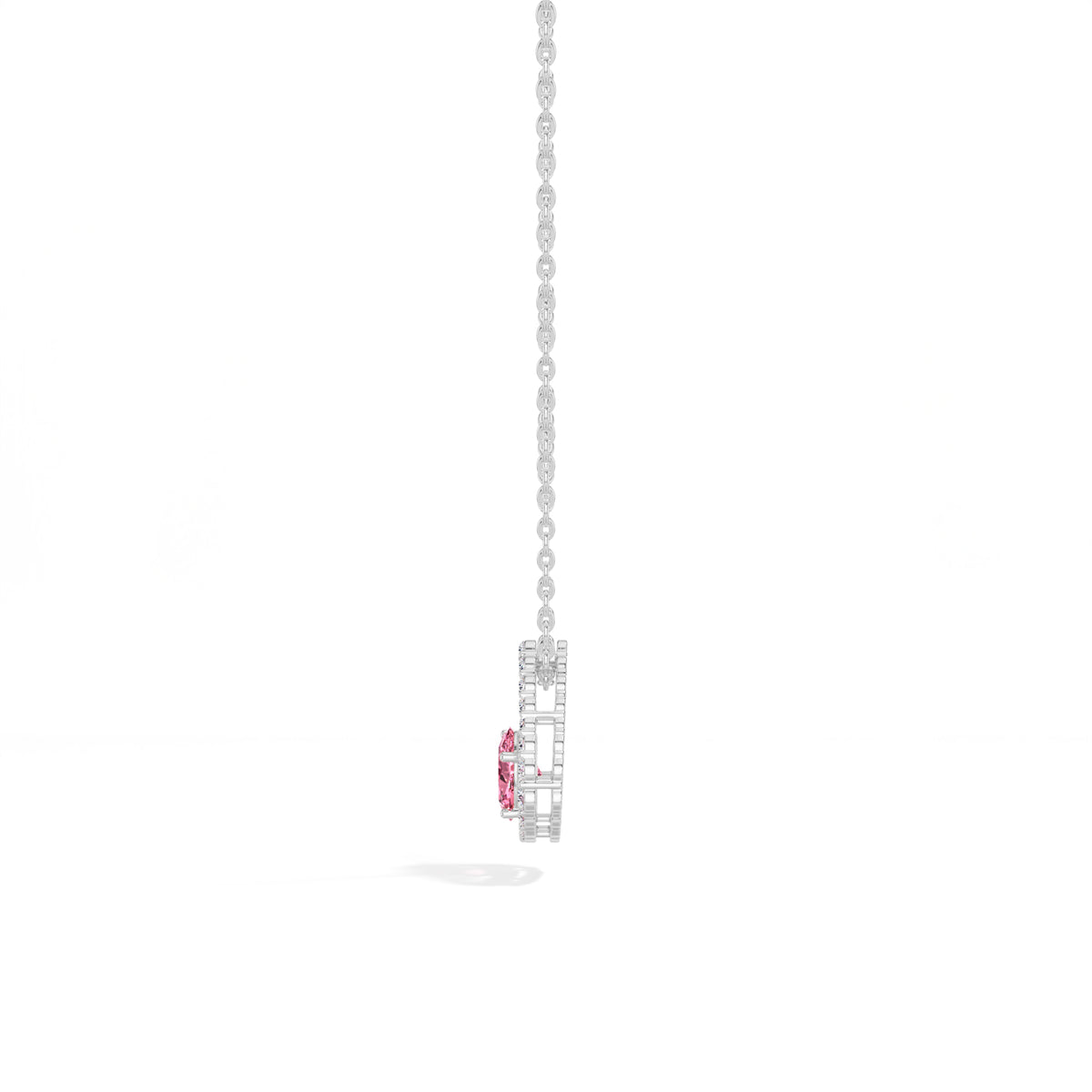 Pink Gemstone & Lab Grown Diamond Halo Aveline Pendant 
