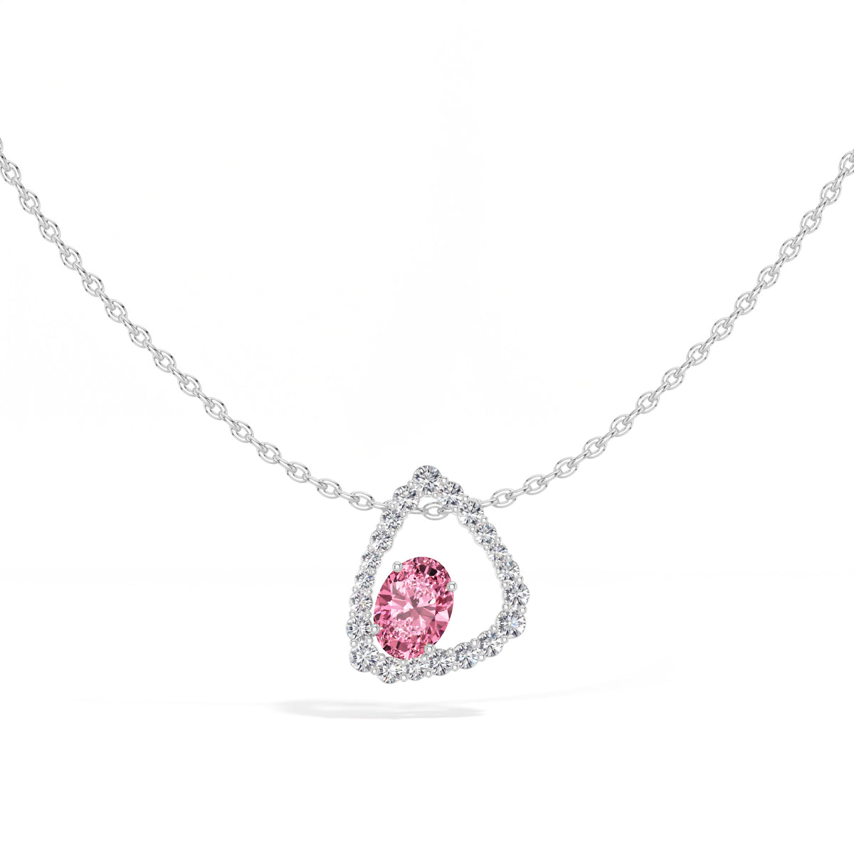 Pink Gemstone & Lab Grown Diamond Halo Aveline Pendant 