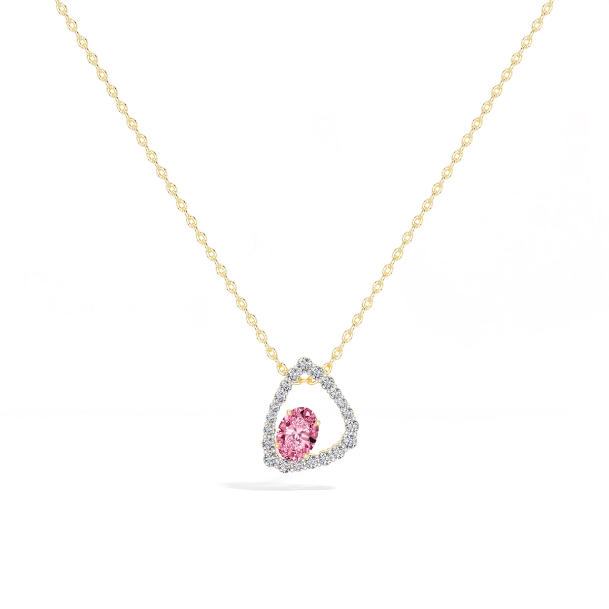 Pink Gemstone & Lab Grown Diamond Halo Aveline Pendant 