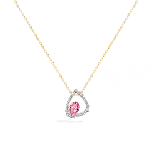 Pink Gemstone & Lab Grown Diamond Halo Aveline Pendant 