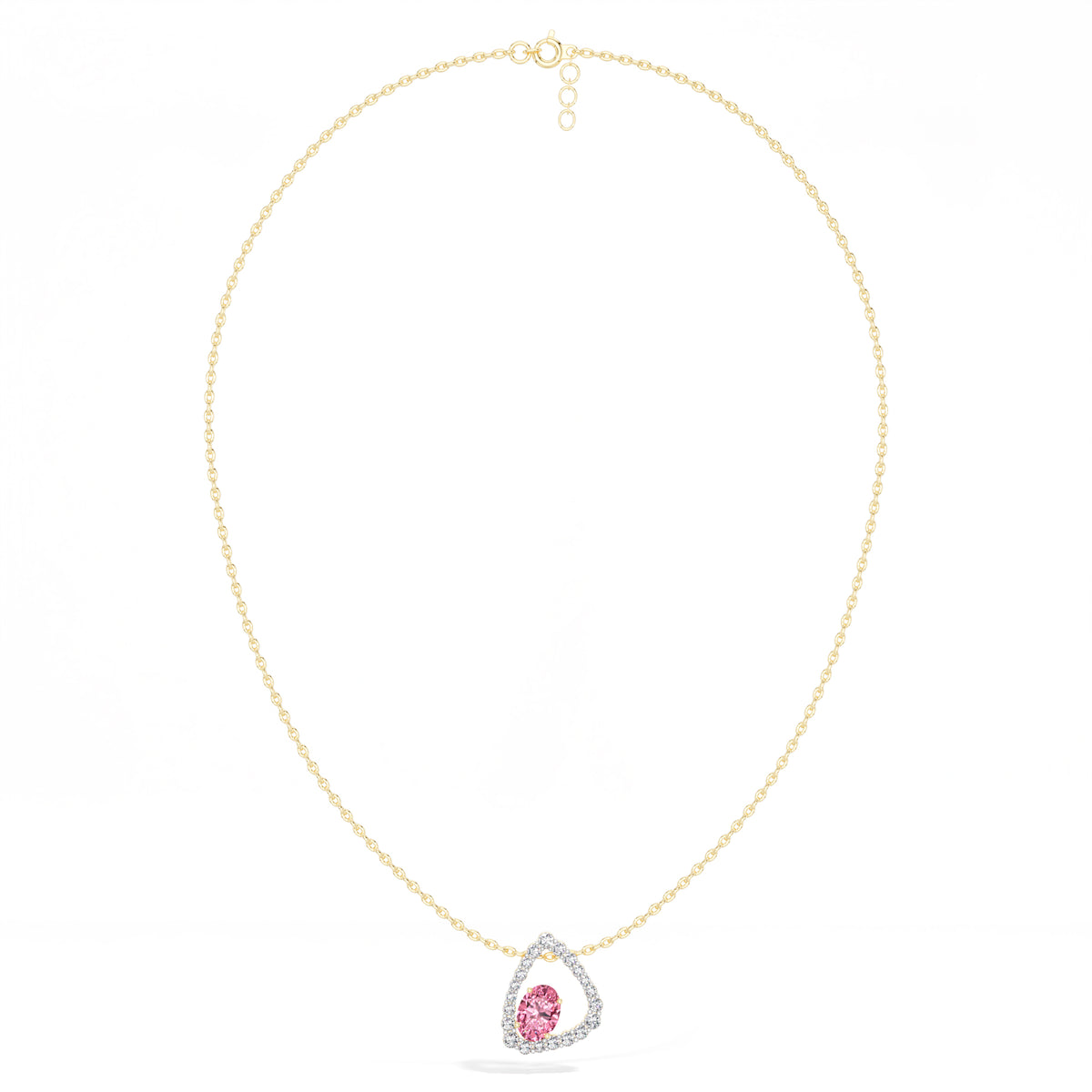 Pink Gemstone & Lab Grown Diamond Halo Aveline Pendant 