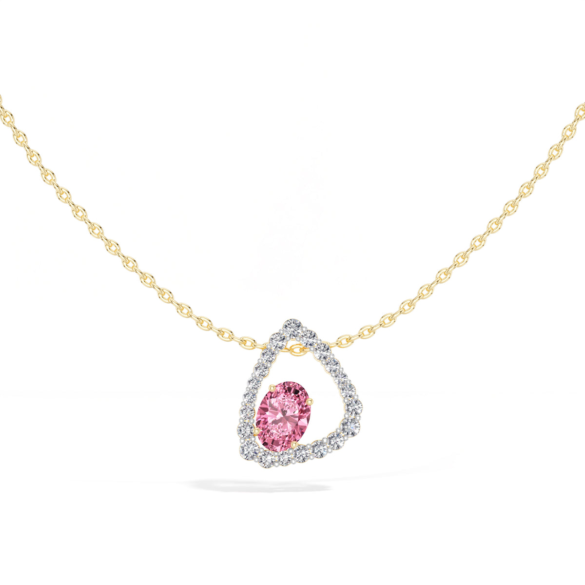 Pink Gemstone & Lab Grown Diamond Halo Aveline Pendant 