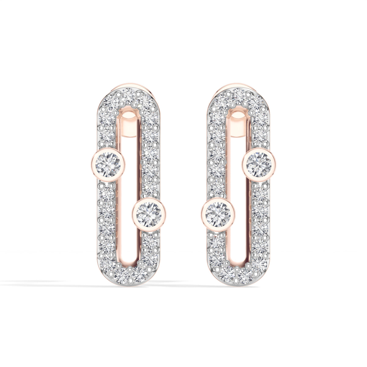 Round Lab Grown Diamond Pave Oval Corin Earrings
