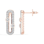Round Lab Grown Diamond Pave Oval Corin Earrings