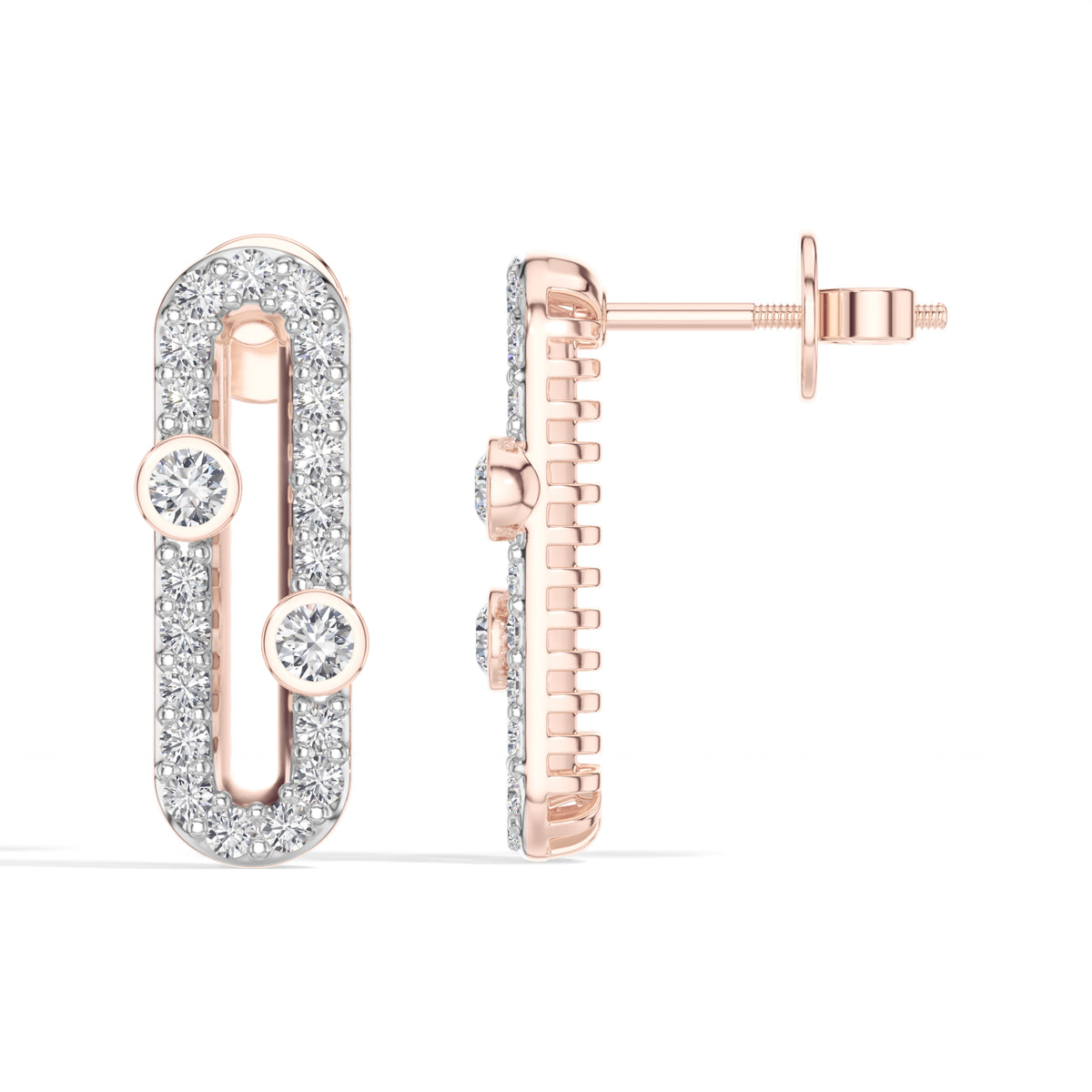 Round Lab Grown Diamond Pave Oval Corin Earrings