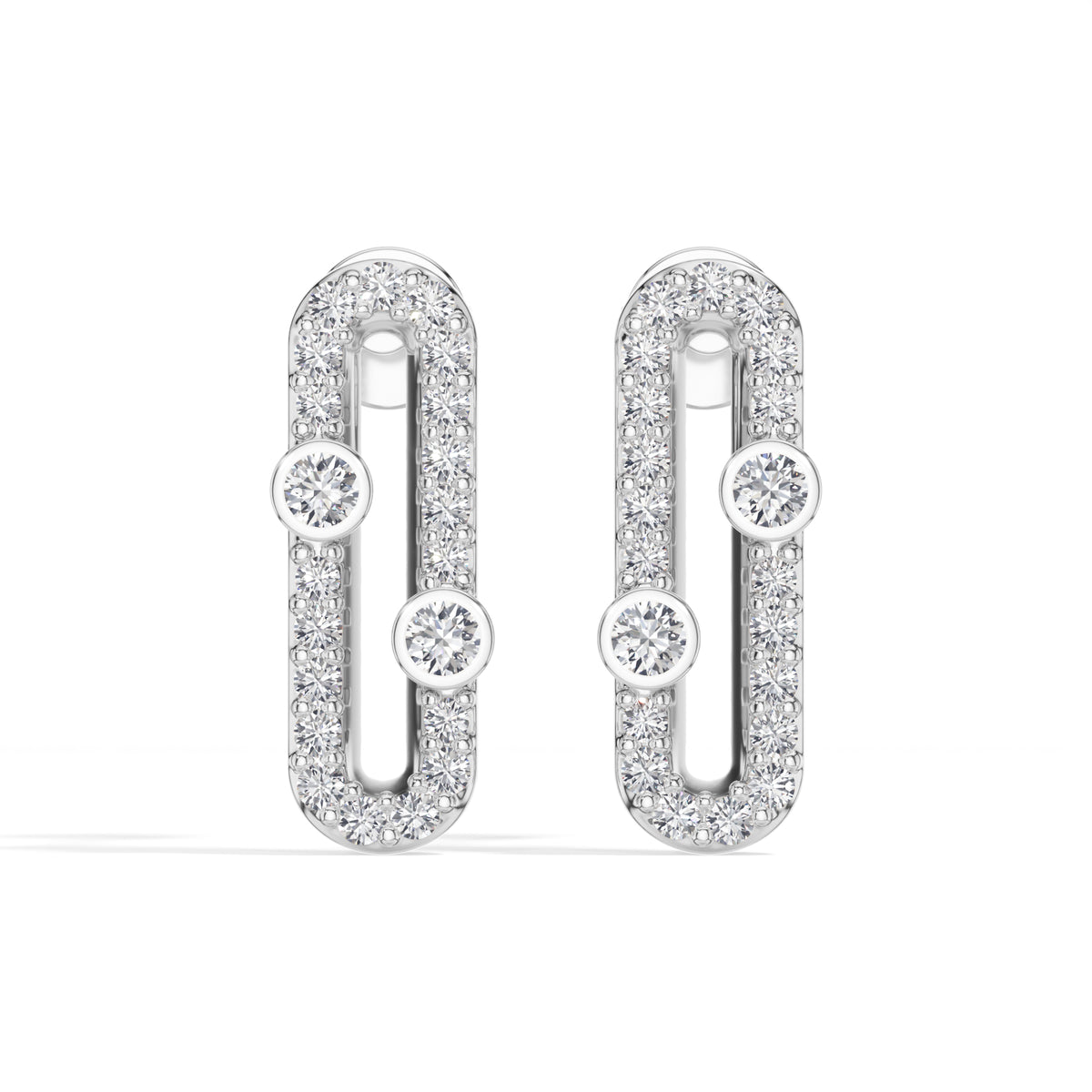 Round Lab Grown Diamond Pave Oval Corin Earrings