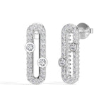 Round Lab Grown Diamond Pave Oval Corin Earrings