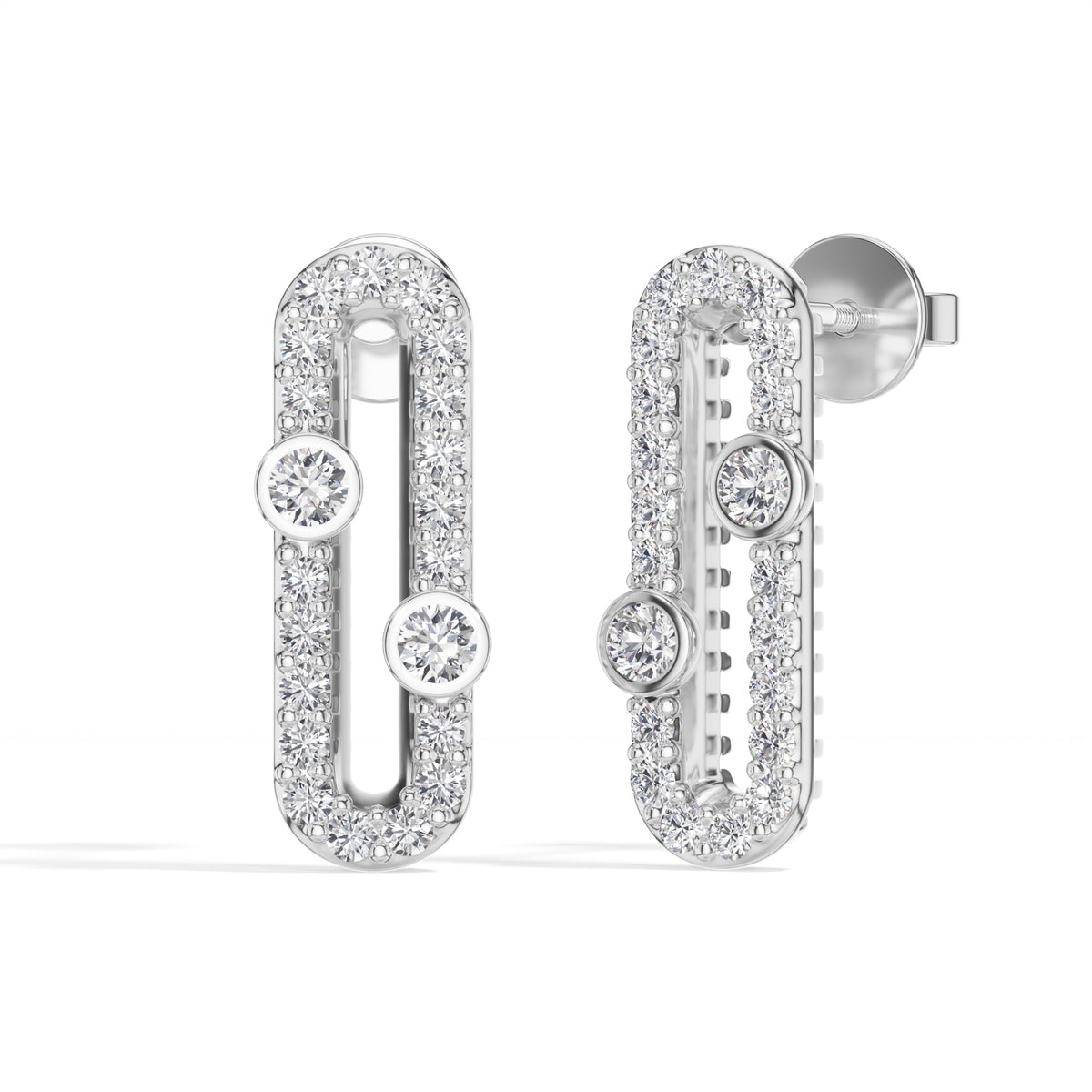 Round Lab Grown Diamond Pave Oval Corin Earrings