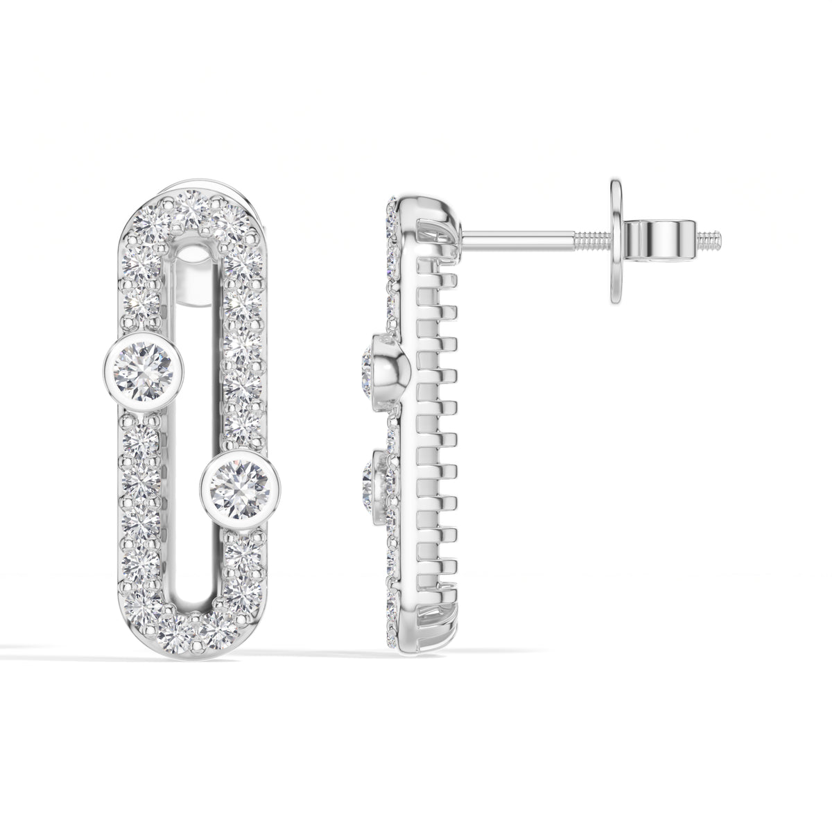 Round Lab Grown Diamond Pave Oval Corin Earrings
