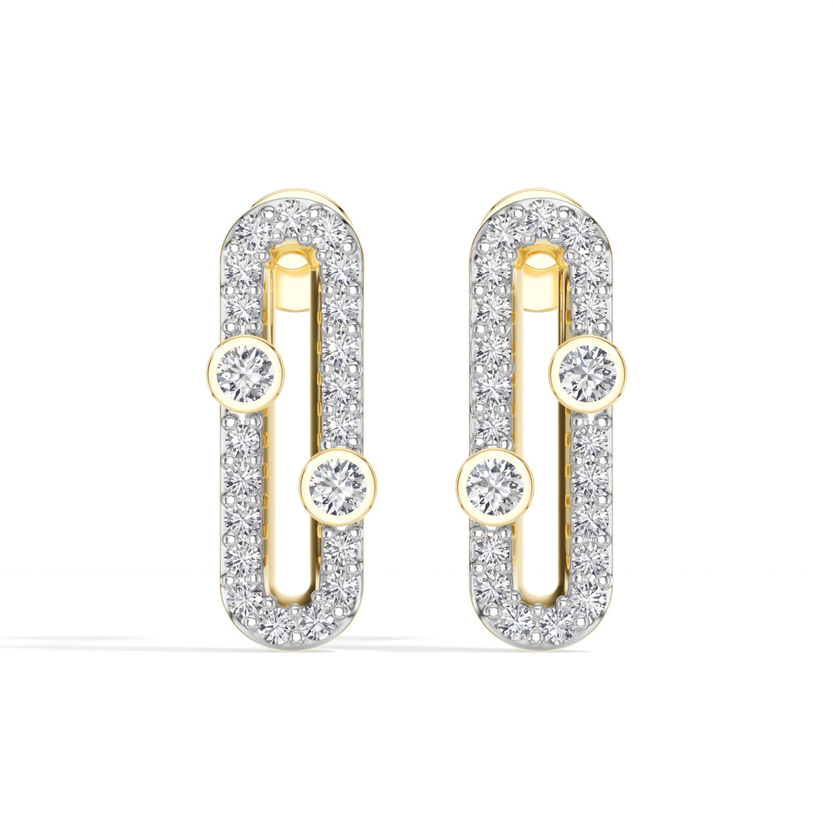 Round Lab Grown Diamond Pave Oval Corin Earrings