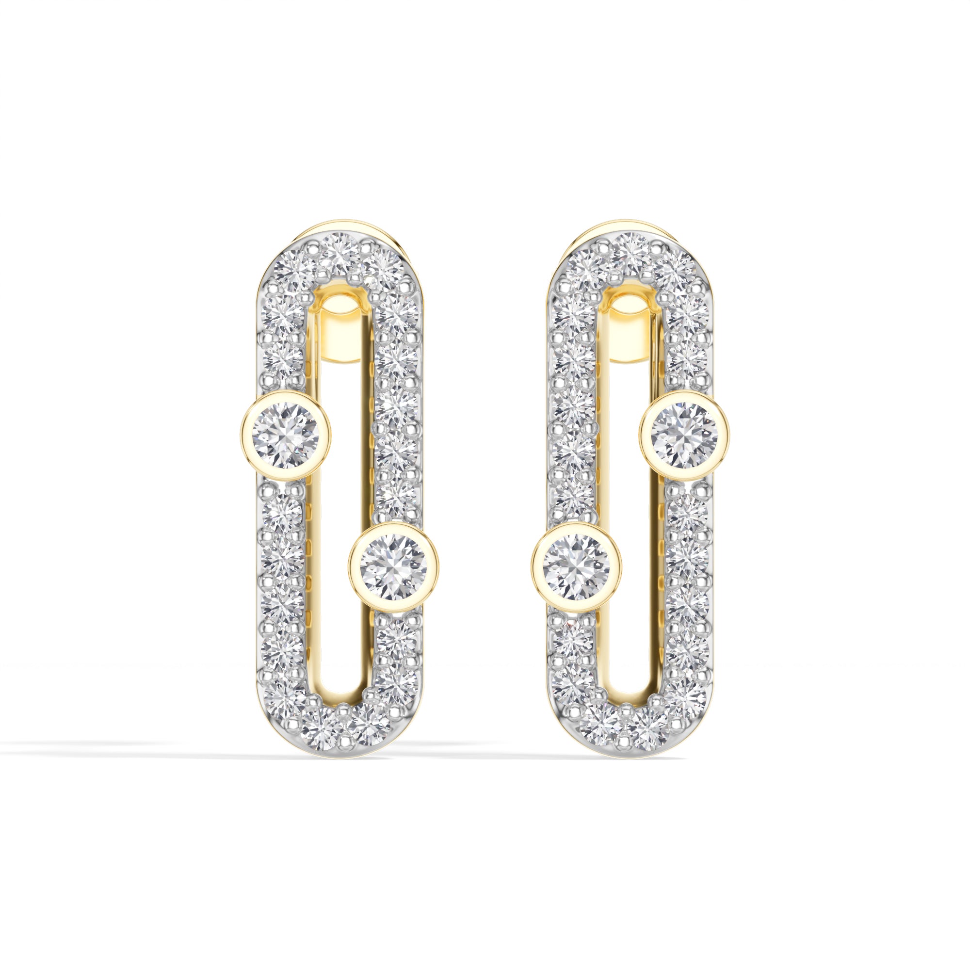 Round Lab Grown Diamond Pave Oval Corin Earrings