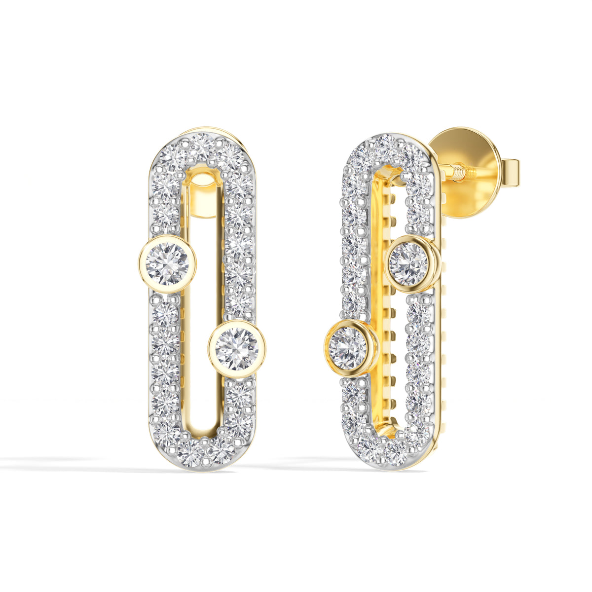 Round Lab Grown Diamond Pave Oval Corin Earrings