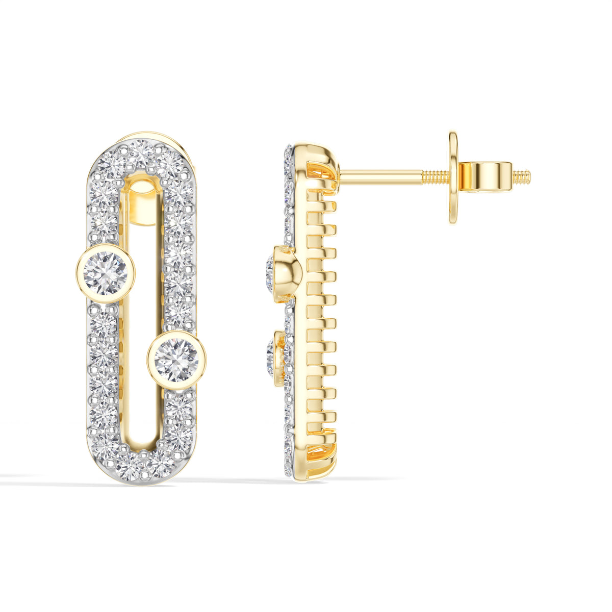 Round Lab Grown Diamond Pave Oval Corin Earrings