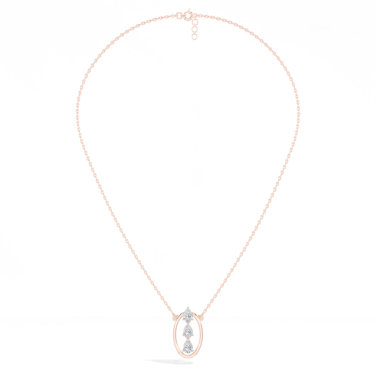 Pear Lab Grown Diamond Three-Stone Oval Frame Isolde Pendant 