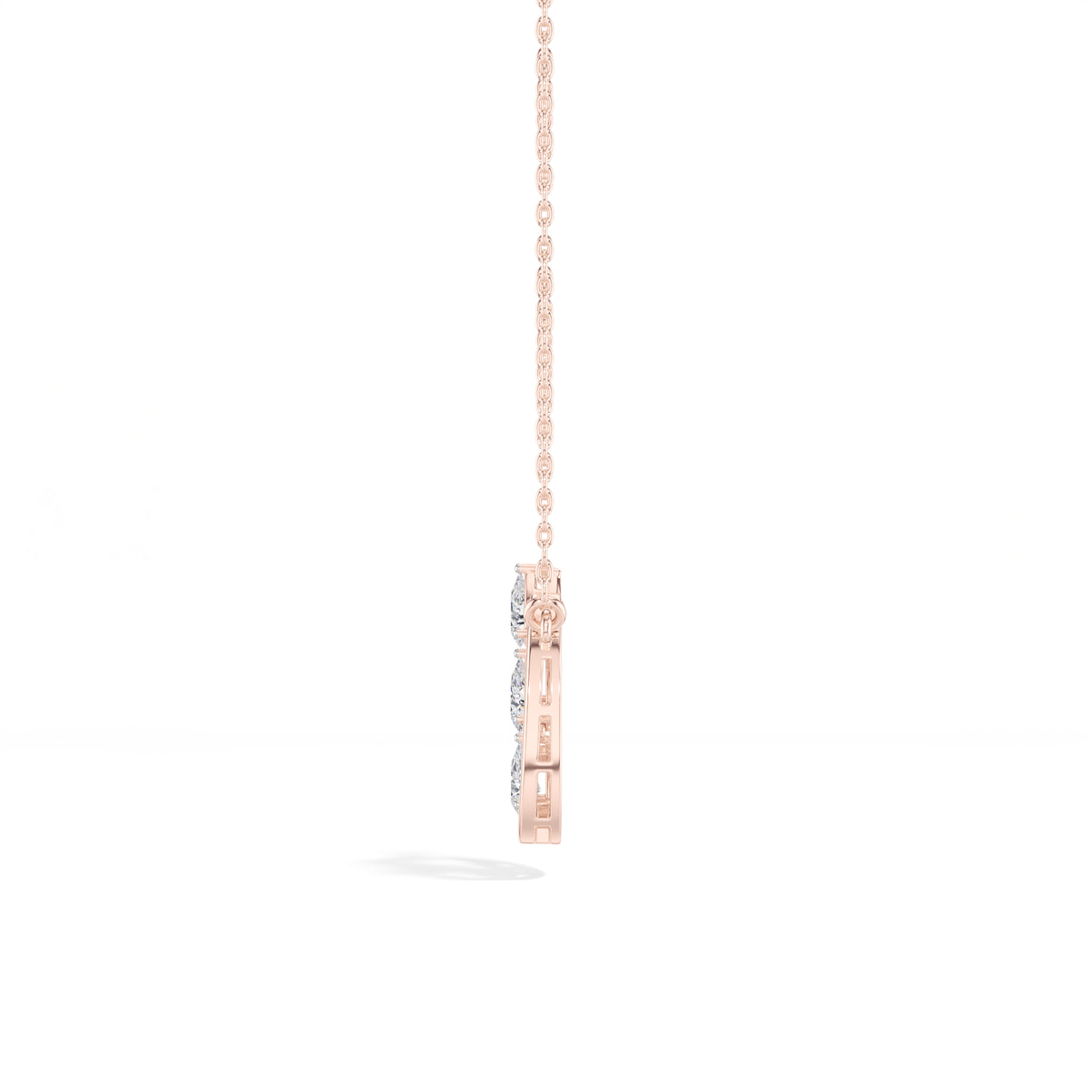 Pear Lab Grown Diamond Three-Stone Oval Frame Isolde Pendant 