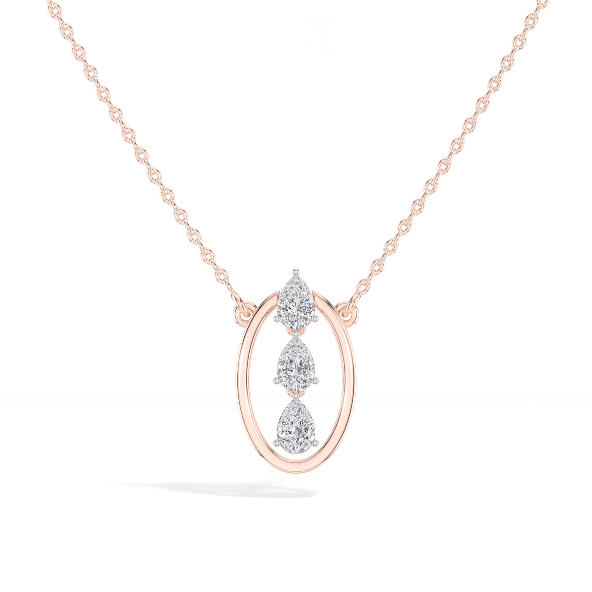 Pear Lab Grown Diamond Three-Stone Oval Frame Isolde Pendant 