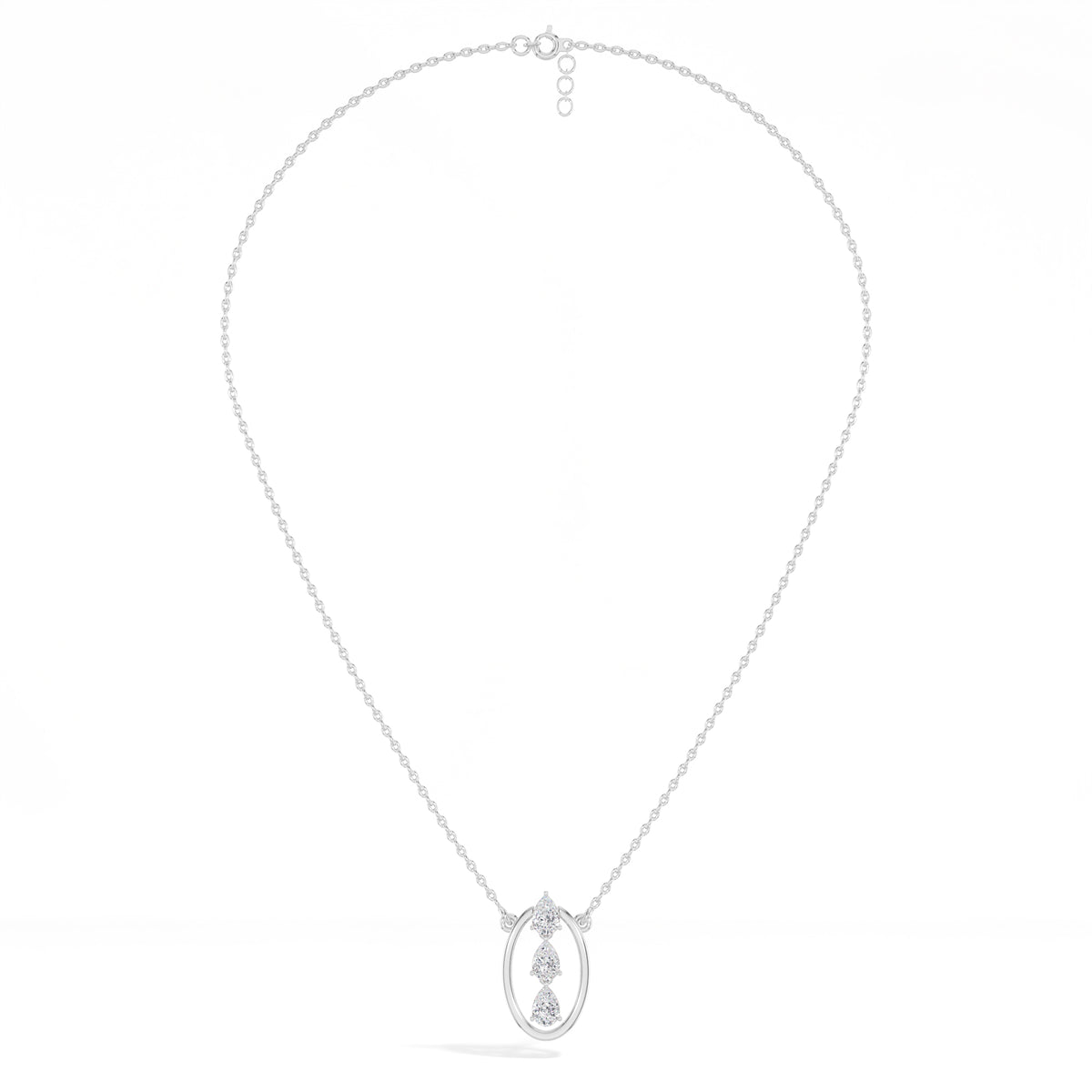 Pear Lab Grown Diamond Three-Stone Oval Frame Isolde Pendant 