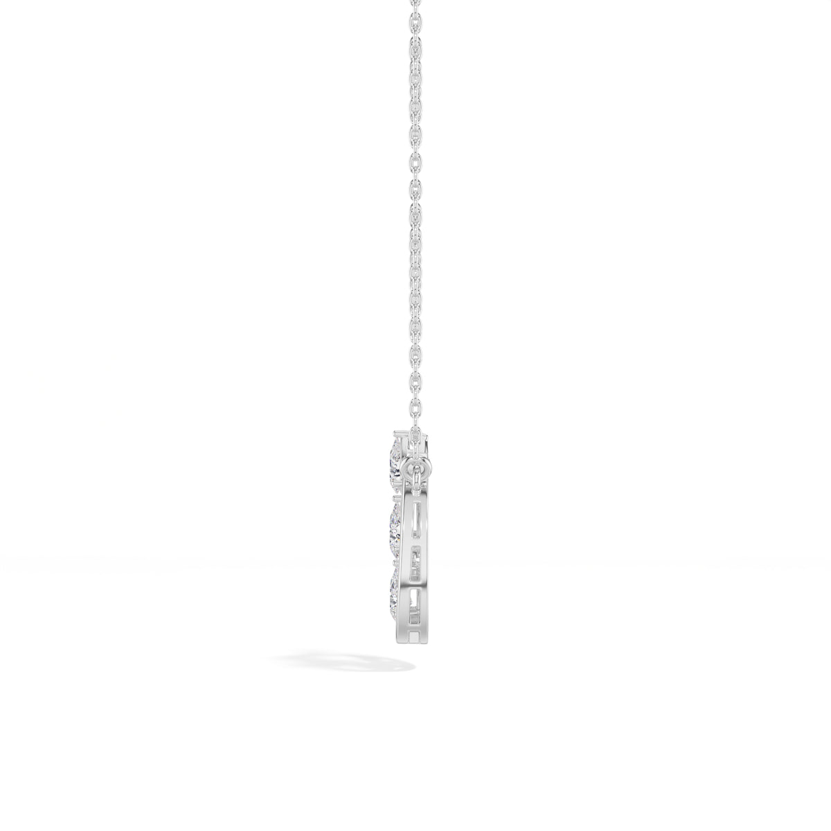 Pear Lab Grown Diamond Three-Stone Oval Frame Isolde Pendant 