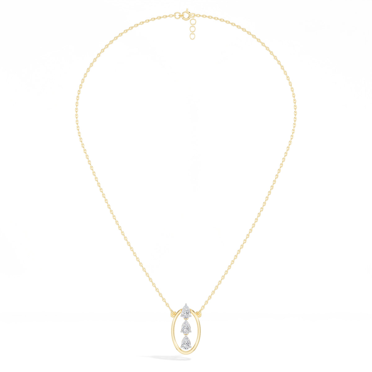 Pear Lab Grown Diamond Three-Stone Oval Frame Isolde Pendant 