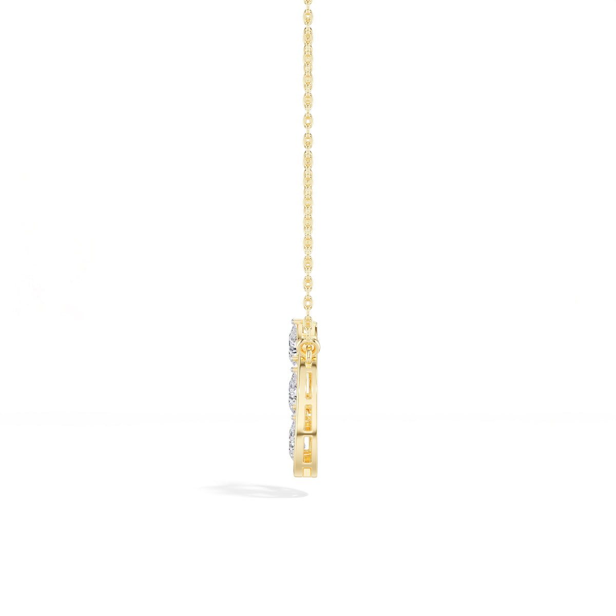 Pear Lab Grown Diamond Three-Stone Oval Frame Isolde Pendant 
