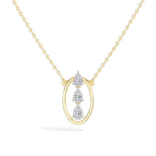 Pear Lab Grown Diamond Three-Stone Oval Frame Isolde Pendant 