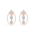 Pear Lab Grown Diamond Three-Stone Oval Frame Stud Elara Earrings