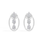 Pear Lab Grown Diamond Three-Stone Oval Frame Stud Elara Earrings