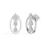 Pear Lab Grown Diamond Three-Stone Oval Frame Stud Elara Earrings