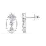 Pear Lab Grown Diamond Three-Stone Oval Frame Stud Elara Earrings