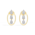 Pear Lab Grown Diamond Three-Stone Oval Frame Stud Elara Earrings