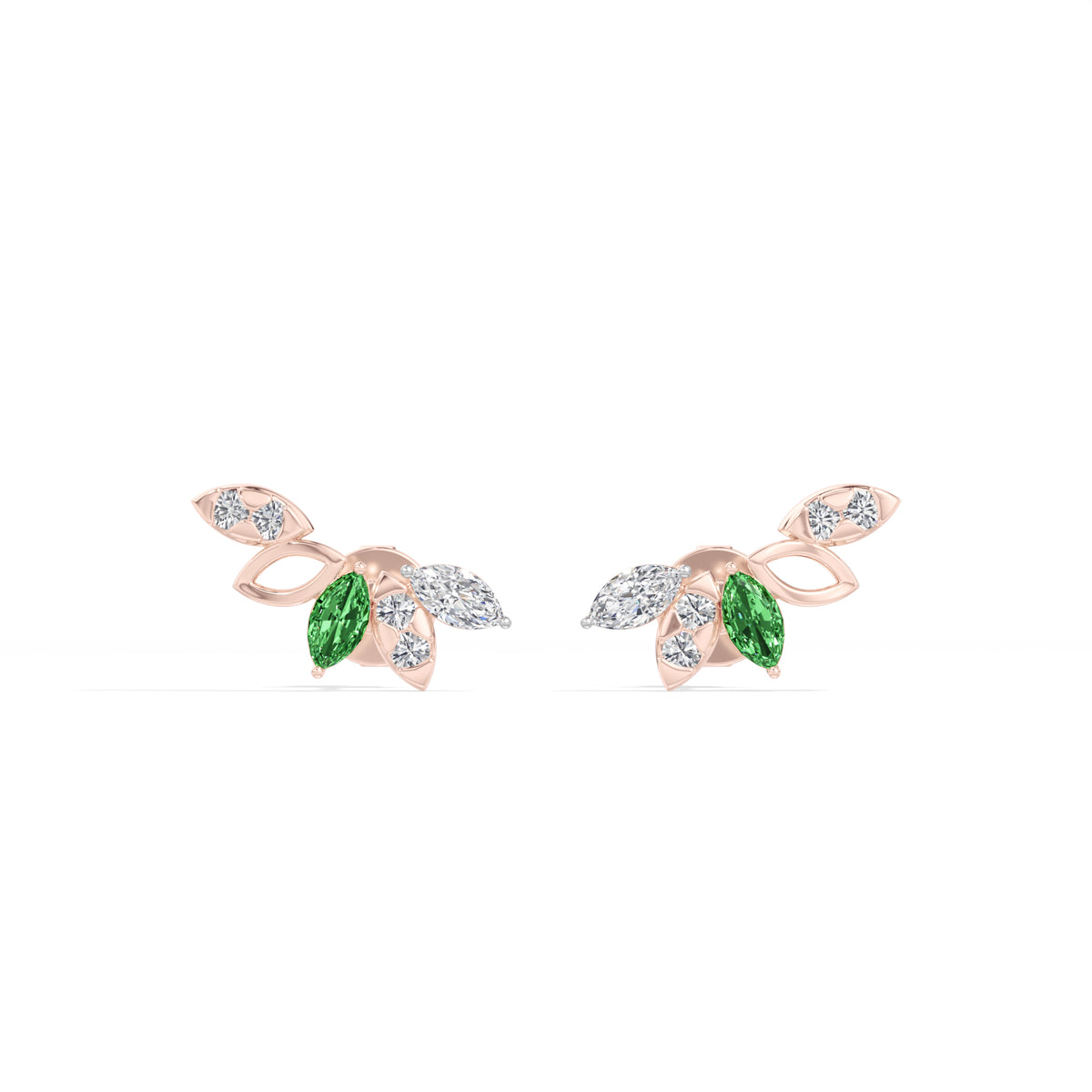 Marquise & Round Lab Grown Diamond Ear Climber Ivara Earrings 