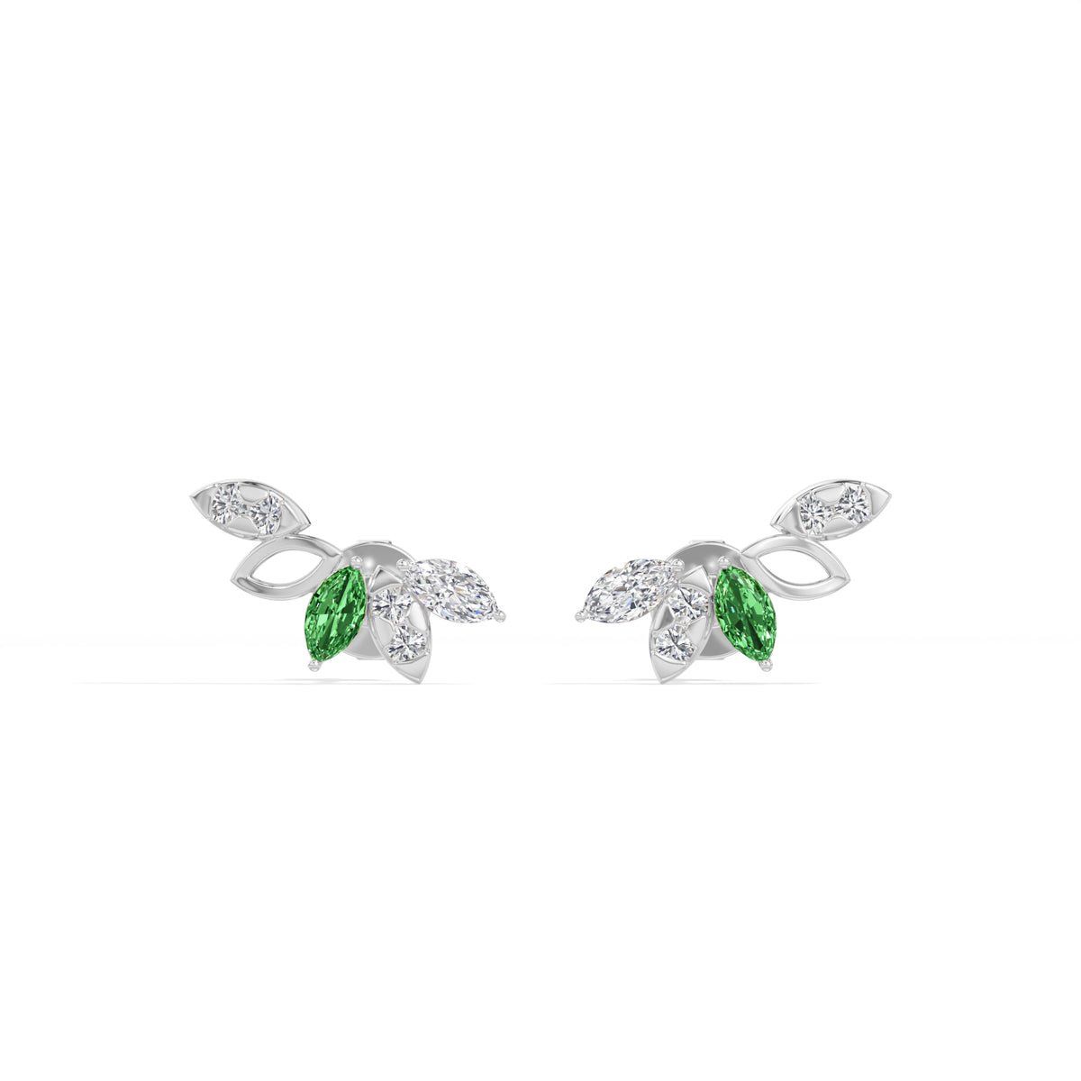 Marquise & Round Lab Grown Diamond Ear Climber Ivara Earrings 